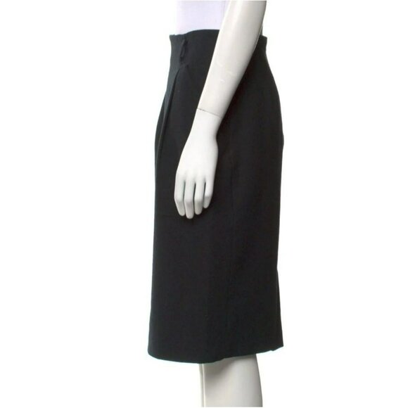 I.MAGNIN Black Wool Skirt | Slit Pockets | Belt Loops | Zip Closure | Size 10 - Picture 3 of 6